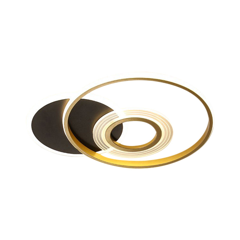 Modern Gold/Black And White Led Ceiling Mounted Fixture In Warm/White Light 18.5’/21.5’ Wide