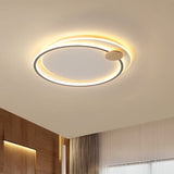 Modern Metal Led Circle Ceiling Lamp: Black/Grey Flush Mount Lighting In Warm/White Light 16.5/20.5