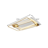 Sleek Metallic Led Ceiling Lamp For Living Room - Rectangle Semi Flush Mount