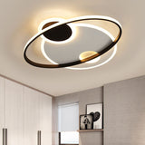 19/21.5 Planetary Orbit Semi Flush Led Ceiling Lighting In Black Warm/White Light / 19 Warm