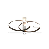 Minimalist Dual G-Shape Metal Led Ceiling Light In Warm/White Black Finish 18/21.5 Wide