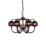 Vintage-Inspired 6-Light Rust Pendant Chandelier With Musical Note Metalperfect For Restaurants