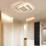 Modern Square Acrylic Led Flush Ceiling Light Fixture In White/Brown With Warm/White/Natural