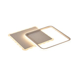 Modern Square Acrylic Led Flush Ceiling Light Fixture In White/Brown With Warm/White/Natural