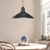 Vintage Bowl Pendant Light - 1 Head Metal Ceiling Lamp With Fluted Design In Black For Balcony / A