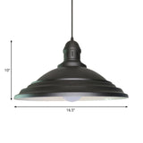 Vintage Bowl Pendant Light - 1 Head Metal Ceiling Lamp With Fluted Design In Black For Balcony