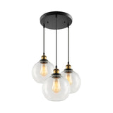 Industrial Antique Brass Orb Pendant Light Fixture With 3/4 Clear Glass Lights Perfect For Living
