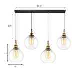 Industrial Antique Brass Orb Pendant Light Fixture With 3/4 Clear Glass Lights Perfect For Living
