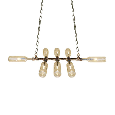 Blue/Amber Vintage Style Glass Bottle Chandelier Pendant Light With 8 Heads For Stairway