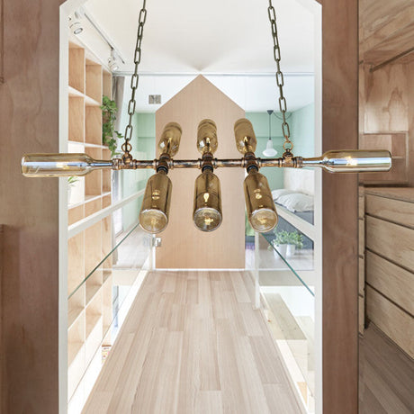 Blue/Amber Vintage Style Glass Bottle Chandelier Pendant Light With 8 Heads For Stairway Grey