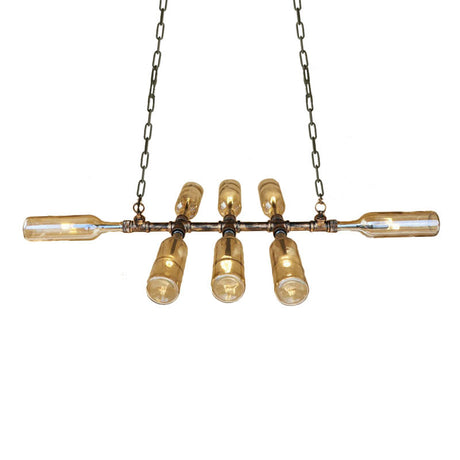 Blue/Amber Vintage Style Glass Bottle Chandelier Pendant Light With 8 Heads For Stairway