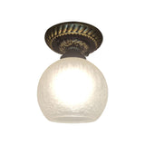 Rustic Style Opal Crackle Glass Ceiling Lamp 1-Light Flush Mount Brown 6/7/8 Sphere Design