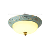 Blue Led Lodge Style Flush Mount Ceiling Light - 12/14 W Frosted Glass Warm/White