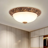 Antiqued Brass Flush Mount Bowl Light Fixture With Multiple Head Options 12/16/21.5 Width