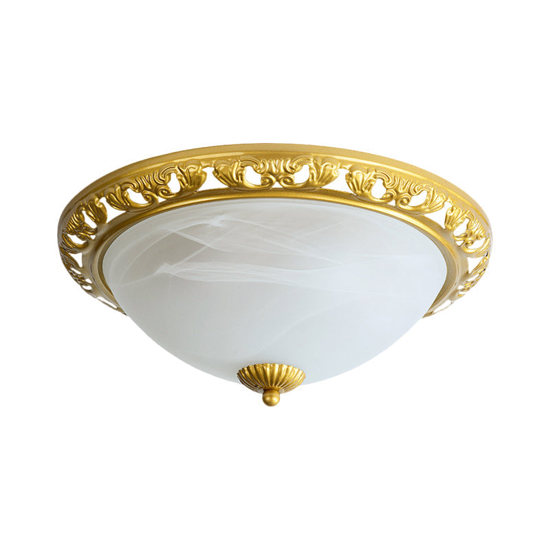 Vintage Dome Glass Flush Mount Ceiling Light Fixture - 2 Bulbs Brass/Bronze/Copper Finish 12.5/15