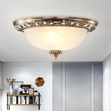 Vintage Dome Glass Flush Mount Ceiling Light Fixture - 2 Bulbs Brass/Bronze/Copper Finish 12.5/15
