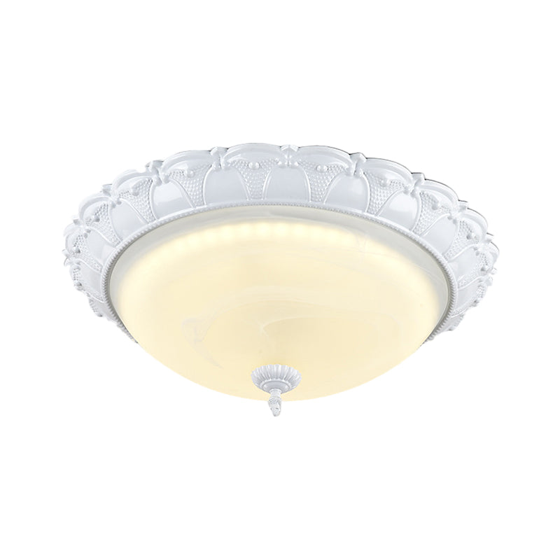 Flush Mount Led Dome Light In Cottage White With Frosted Glass 16/20.5 Width - Available Warm And