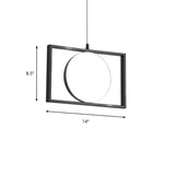 Post Modern Led Hanging Light Fixture Black Rectangle Pendant With Flexible Horizontal/Vertical
