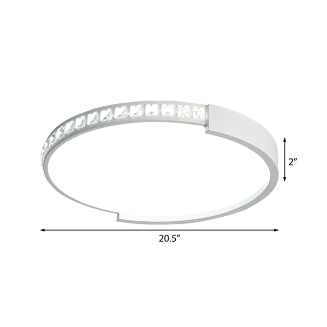 16/19.5/20.5 Wide Crystal Led Flush Mount Ceiling Light For Bedroom And Living Room