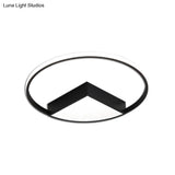 16’/19.5’/23.5’ Wide Acrylic Flushmount Led Ceiling Light In Black/White With Warm/White Lighting