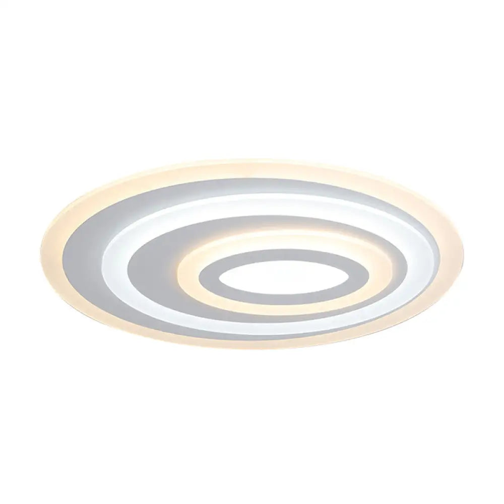 16/19.5/25.5 Wide Oval Acrylic Flush Lamp - Contemporary Led White Mount Ceiling Fixture Warm/White