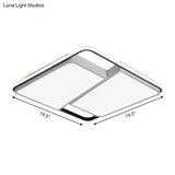 16’/19.5’/35.5’ Rectangular/Square Flush Mount Led Ceiling Light - Modern White Fixture For