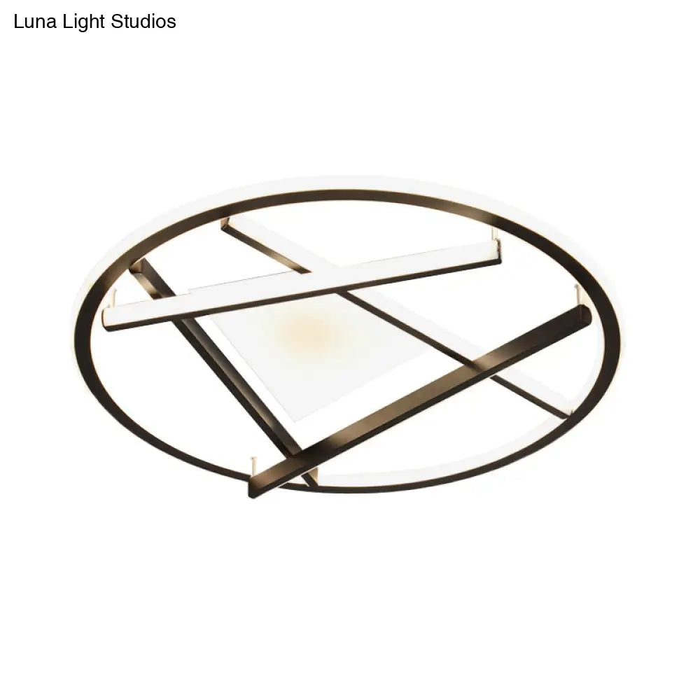 16’/19.5’ Acrylic Ring Led Flush Mount Ceiling Light In Black White/Warm