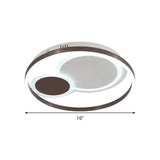 16/19.5 Dia Metal Orbit Ceiling Flush Light With Stepless Dimming - Modern Coffee Led Flushmount