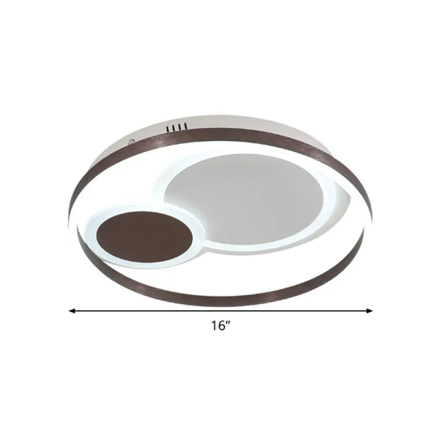 16/19.5 Dia Metal Orbit Ceiling Flush Light With Stepless Dimming - Modern Coffee Led Flushmount