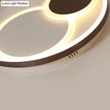 16’/19.5’ Dia Metal Orbit Ceiling Flush Light With Stepless Dimming - Modern Coffee Led