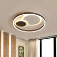 16’/19.5’ Dia Metal Orbit Ceiling Flush Light With Stepless Dimming - Modern Coffee Led