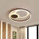 16’/19.5’ Dia Metal Orbit Ceiling Flush Light With Stepless Dimming - Modern Coffee Led