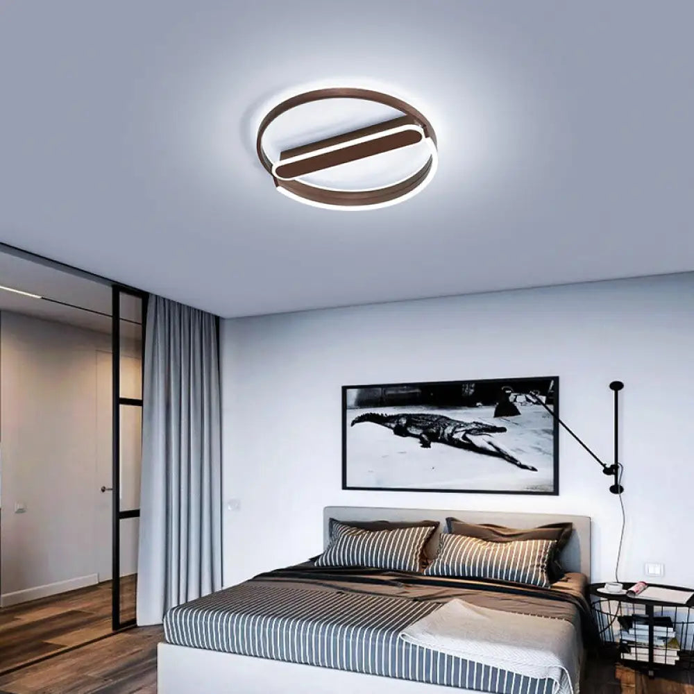 16’/19.5’ Flush Mount Coffee Halo Ring Led Ceiling Light In Warm/White With Stepless Dimming &