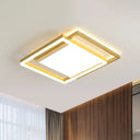 16’/19.5’ Gold Square Ceiling Flush Mount Led Metallic Flushmount Lighting Warm/White Light /