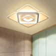 16’/19.5’ Led Flush Bedroom Lamp - Contemporary White Square Acrylic Shade In White/Warm Light