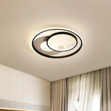 16/19.5 Metal Contemporary Led Flush Mount Light Fixture In Black With Warm/White