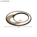 16’/19.5’ Metal Contemporary Led Flush Mount Light Fixture In Black With Warm/White