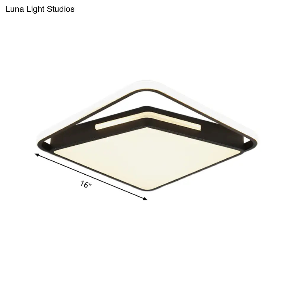 16’/19.5’ Metal Square Ceiling Mount Light Fixture - Contemporary Black/White Flush In