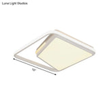16’/19.5’ Metal Square Ceiling Mount Light Fixture - Contemporary Black/White Flush In