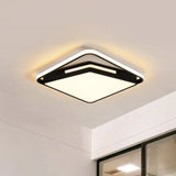 16’/19.5’ Metal Square Ceiling Mount Light Fixture - Contemporary Black/White Flush In