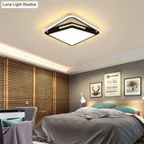 16’/19.5’ Metal Square Ceiling Mount Light Fixture - Contemporary Black/White Flush In