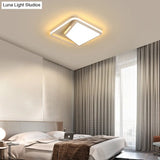 16/19.5 Metal Square Ceiling Mount Light Fixture - Contemporary Black/White Flush In Warm/White/3