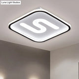 16’/19.5’ Modern Black/Gold Led Flush Mount With Warm/White Light And S - Shaped Design - Metal