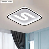 16’/19.5’ Modern Black/Gold Led Flush Mount With Warm/White Light And S - Shaped Design - Metal