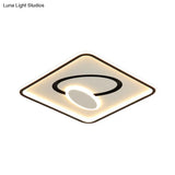 16’/19.5’ Modern Black & White Led Flush Mount Lamp - Square Metal Design Warm/White Light