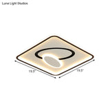 16’/19.5’ Modern Black & White Led Flush Mount Lamp - Square Metal Design Warm/White Light