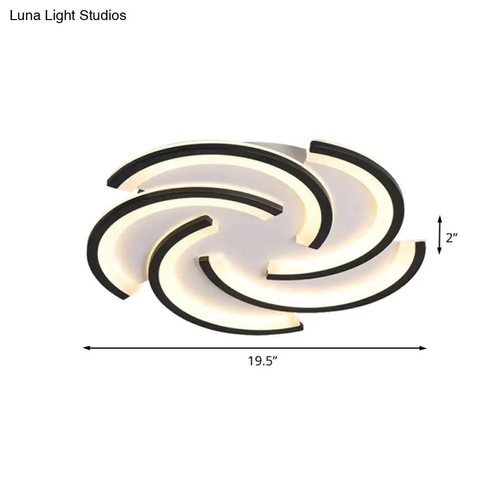 16’/19.5’ Modern Led Acrylic Spiral Flush Light Black Ceiling Mount For Bedroom - Warm/White