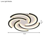 16’/19.5’ Modern Led Acrylic Spiral Flush Light Black Ceiling Mount For Bedroom - Warm/White