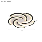 16’/19.5’ Modern Led Acrylic Spiral Flush Light Black Ceiling Mount For Bedroom - Warm/White