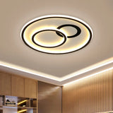 16’/19.5’ Modern Round Flush Lamp Metallic Led Ceiling Fixture Black 3 Color Light - Perfect